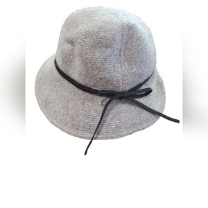 Gray Bucket Hat with Black Ribbon 100% Wool